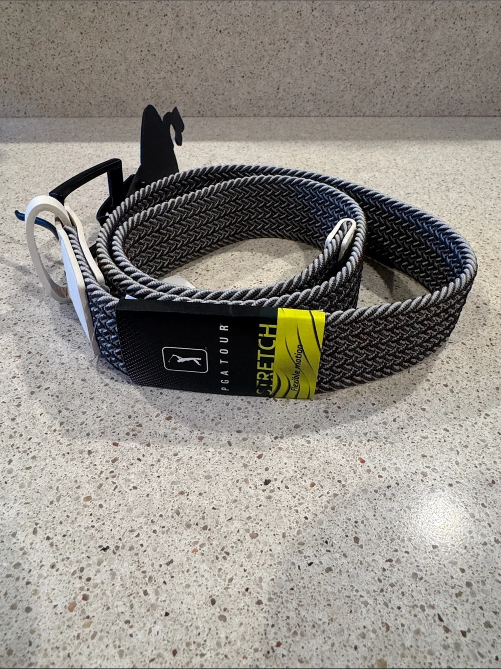 PGA Tour Men’s Stretch Woven Belt in Black and Gray